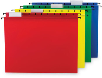 Smead™ Poly Hanging Folders Letter Size, 1/5-Cut Tabs, Assorted Colors, 12/Pack