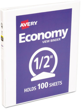 Avery® Economy View Binder with Round Rings , 3 0.5" Capacity, 11 x 8.5, White, (5706)