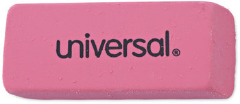 Universal® Bevel Block Erasers For Pencil Marks, Slanted-Edge Rectangular Large, Pink, 20/Pack