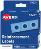A Picture of product AVE-05722 Avery® Binder Hole Reinforcements in Dispenser Pack 0.25" Dia, Clear, 1,000/Pack, (5722)