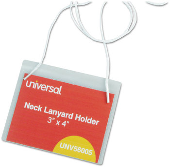 Universal® Clear Badge Holders With Inserts w/Neck Lanyards, 3 x 4, White 100/Box