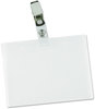 A Picture of product UNV-56006 Universal® Clear Badge Holders With Inserts Deluxe Holder w/Garment-Safe Clips, 2.25 x 3.5, White Insert, 50/Box