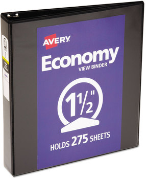 Avery® Economy View Binder with Round Rings , 3 1.5" Capacity, 11 x 8.5, Black, (5725)