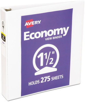 Avery® Economy View Binder with Round Rings , 3 1.5" Capacity, 11 x 8.5, White, (5726)