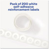 A Picture of product AVE-05729 Avery® Binder Hole Reinforcements in Dispenser Pack 0.25" Dia, White, 200/Pack, (5729)