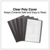 A Picture of product UNV-56116 Universal® Clear Front Report Cover with Fasteners Three-Prong Fastener, 0.5" Capacity, 8.5 x 11, Clear/Black, 25/Box