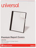 A Picture of product UNV-56116 Universal® Clear Front Report Cover with Fasteners Three-Prong Fastener, 0.5" Capacity, 8.5 x 11, Clear/Black, 25/Box