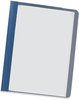 A Picture of product UNV-56138 Universal® Clear Front Report Cover with Fasteners Covers Three-Prong Fastener, 0.5" Capacity, 8.5 x 11, Clear/Dark Blue, 25/Box