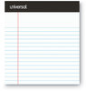 A Picture of product UNV-56300 Universal® Premium Ruled Writing Pads with Heavy Duty Back Heavy-Duty Narrow Rule, Black Headband, 50 White 5 x 8 Sheets, 6/Pack