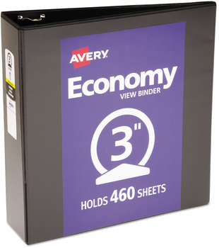 Avery® Economy View Binder with Round Rings , 3 3" Capacity, 11 x 8.5, Black, (5740)