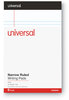 A Picture of product UNV-56300 Universal® Premium Ruled Writing Pads with Heavy Duty Back Heavy-Duty Narrow Rule, Black Headband, 50 White 5 x 8 Sheets, 6/Pack