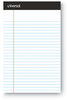 A Picture of product UNV-56300 Universal® Premium Ruled Writing Pads with Heavy Duty Back Heavy-Duty Narrow Rule, Black Headband, 50 White 5 x 8 Sheets, 6/Pack