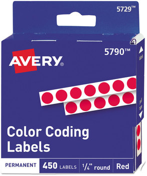 Avery® Handwrite-Only Permanent Self-Adhesive Round Color-Coding Labels in Dispensers 0.25" dia, Red, 450/Roll, (5790)