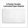 A Picture of product UNV-56417 Universal® Laminated Two-Pocket Folder Portfolios, Cardboard Paper, 100-Sheet Capacity, 11 x 8.5, White, 25/Box