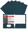 A Picture of product UNV-56418 Universal® Laminated Two-Pocket Folder Cardboard Paper, 100-Sheet Capacity, 11 x 8.5, Navy, 25/Box