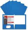 A Picture of product UNV-56419 Universal® Laminated Two-Pocket Folder Cardboard Paper, 100-Sheet Capacity, 11 x 8.5, Blue, 25/Box