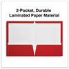 A Picture of product UNV-56420 Universal® Laminated Two-Pocket Folder Cardboard Paper, 100-Sheet Capacity, 11 x 8.5, Red, 25/Box