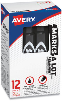 Avery® MARKS A LOT® Regular Desk-Style Permanent Marker Broad Chisel Tip, Black, Dozen (7888)