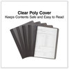 A Picture of product UNV-57120 Universal® Clear Front Report Cover with Prong Fasteners Fastener, 0.5" Capacity, 8.5 x 11, Clear/Black, 25/Box