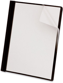 Universal® Clear Front Report Cover with Prong Fasteners Fastener, 0.5" Capacity, 8.5 x 11, Clear/Black, 25/Box