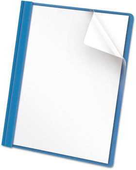 Universal® Clear Front Report Cover with Prong Fasteners Fastener, 0.5" Capacity, 8.5 x 11, Clear/Light Blue, 25/Box