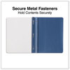 A Picture of product UNV-57122 Universal® Clear Front Report Cover with Prong Fasteners Fastener, 0.5" Capacity, 8.5 x 11, Clear/Dark Blue, 25/Box