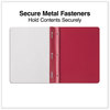 A Picture of product UNV-57123 Universal® Clear Front Report Cover with Prong Fasteners Fastener, 0.5" Capacity, 8.5 x 11, Clear/Red, 25/Box