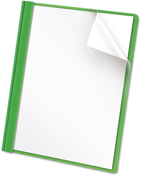 Universal® Clear Front Report Cover with Prong Fasteners Fastener, 0.5" Capacity, 8.5 x 11, Clear/Green, 25/Box