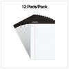 A Picture of product UNV-57300 Universal® Premium Ruled Writing Pads with Heavy Duty Back Heavy-Duty Narrow Rule, Black Headband, 50 White 5 x 8 Sheets, 12/Pack