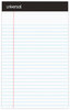 A Picture of product UNV-57300 Universal® Premium Ruled Writing Pads with Heavy Duty Back Heavy-Duty Narrow Rule, Black Headband, 50 White 5 x 8 Sheets, 12/Pack