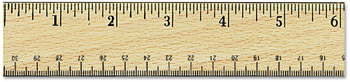 Universal® Flat Wood Ruler w/Double Metal Edge, Standard, 12" Long, Clear Lacquer Finish