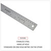 A Picture of product UNV-59023 Universal® Stainless Steel Ruler with Cork Back and Hanging Hole, Standard/Metric, 12" Long