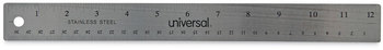 Universal® Stainless Steel Ruler with Cork Back and Hanging Hole, Standard/Metric, 12" Long