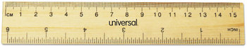 Universal® Flat Wood Ruler Standard/Metric, 6" Long