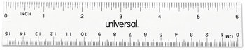 Universal® Clear Plastic Ruler Standard/Metric, 6" Long, 2/Pack
