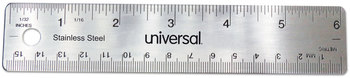 Universal® Stainless Steel Ruler Standard/Metric, 6" Long