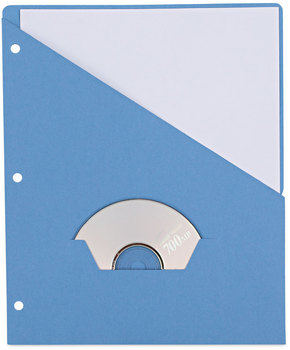 Universal® Slash-Cut Pockets for Three-Ring Binders Jacket, Letter, 11 Pt., Blue, 10/Pack