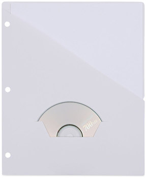 Universal® Slash-Cut Pockets for Three-Ring Binders Jacket, Letter, 11 Pt., 9.75 x 11.75, White, 10/Pack