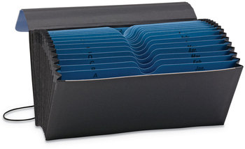 Smead™ Handy File with Pockets 21 Sections, Elastic Cord Closure, 1/2-Cut Tabs, Check Size, Black/Blue