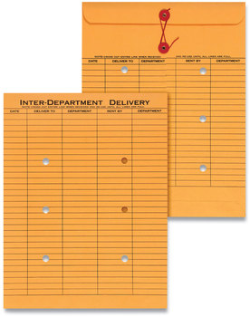 Universal® Light Brown Kraft String & Button Interoffice Envelope String/Button #97, Two-Sided Five-Column Format, 10 x 13, 100/Box