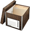 A Picture of product UNV-65521 Universal® Heavy-Duty Easy Assembly Storage Box Letter/Legal Files, Woodgrain, 12/Carton