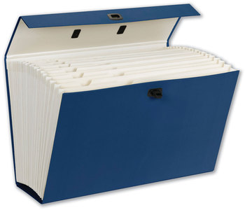 Smead™ Expanding File Box 16.63" Expansion, 19 Sections, Twist-Lock Latch Closure, 2/5-Cut Tabs, Legal Size, Blue