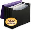 A Picture of product SMD-70862 Smead™ 12-Pocket Poly Expanding File 0.88" Expansion, 12 Sections, Cord/Hook Closure, 1/6-Cut Tabs, Letter Size, Black/Purple