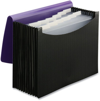 Smead™ 12-Pocket Poly Expanding File 0.88" Expansion, 12 Sections, Cord/Hook Closure, 1/6-Cut Tabs, Letter Size, Black/Purple