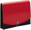 A Picture of product SMD-70866 Smead™ 12-Pocket Poly Expanding File 0.88" Expansion, 12 Sections, Cord/Hook Closure, 1/6-Cut Tabs, Letter Size, Black/Red