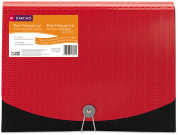 Smead™ 12-Pocket Poly Expanding File 0.88" Expansion, 12 Sections, Cord/Hook Closure, 1/6-Cut Tabs, Letter Size, Black/Red