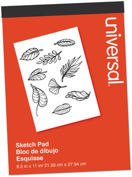 Universal® Sketch Pad Unruled, Red Cover. 8.5 X 11 in. White. 70 sheets/pad.