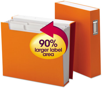 Smead™ Book Shelf Organizer with SuperTab® 2.5" Expansion, 6 Section, Magnetic Latch, 1/3-Cut Tab, Letter Size, Vibrant Orange/White