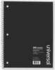 A Picture of product UNV-66500 Universal® Wirebound Notebook 5-Subject, Medium/College Rule, Black Cover, (200) 11 x 8.5 Sheets