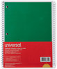 A Picture of product UNV-66614 Universal® Wirebound Notebook 1-Subject, Medium/College Rule, Assorted Cover Colors, (70) 10.5 x 8 Sheets, 4/Pack